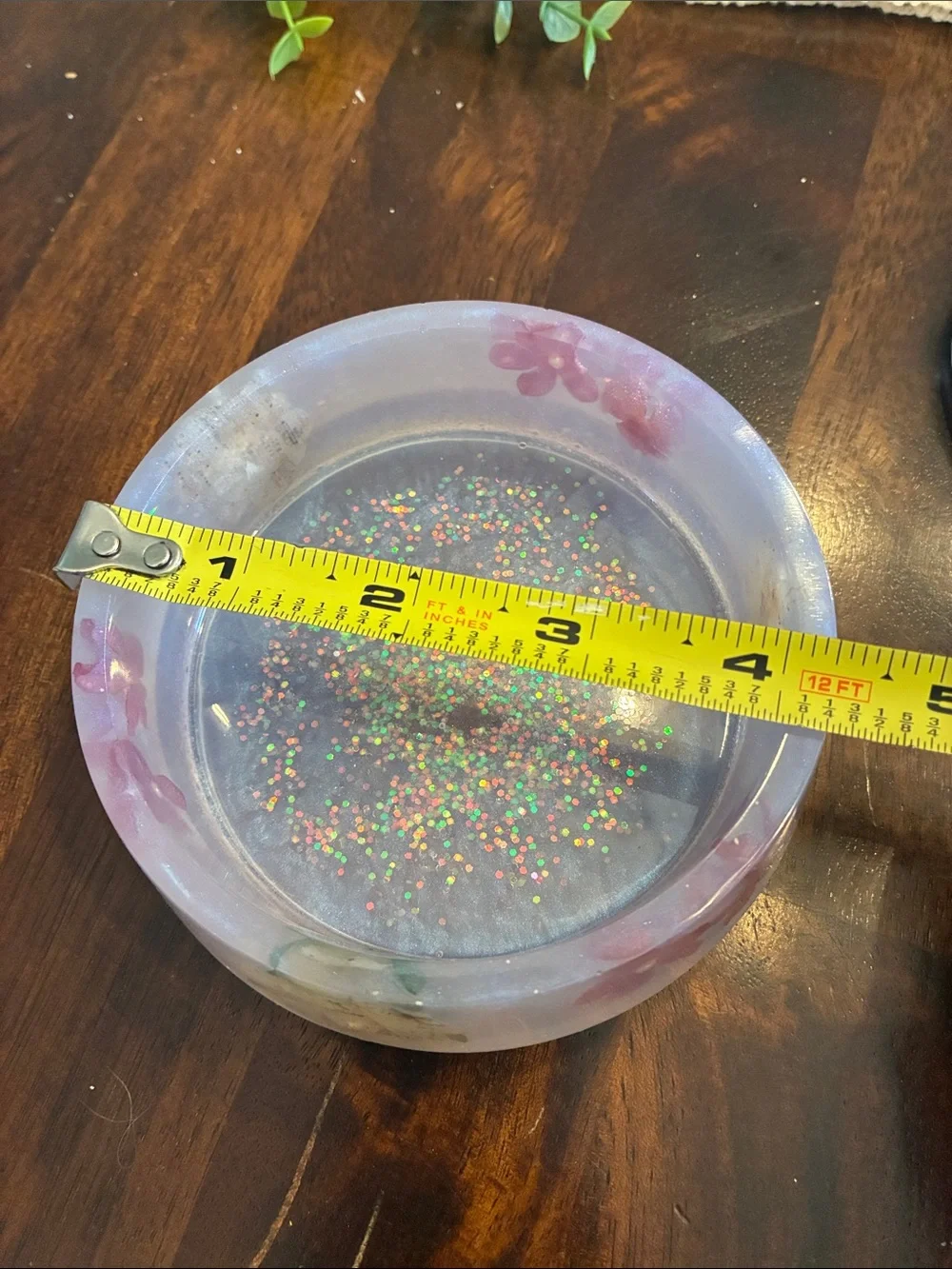 Handcrafted Iridescent Floral Resin Trinket Bowl - Pink & White